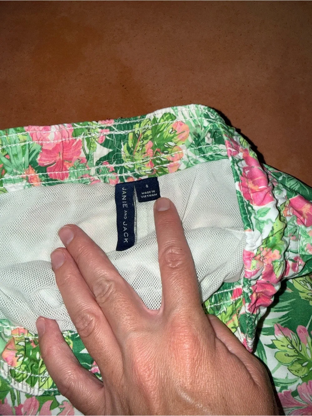 Janie and Jack Tropical Floral Drawstring Shorts -‎ Pink & Green